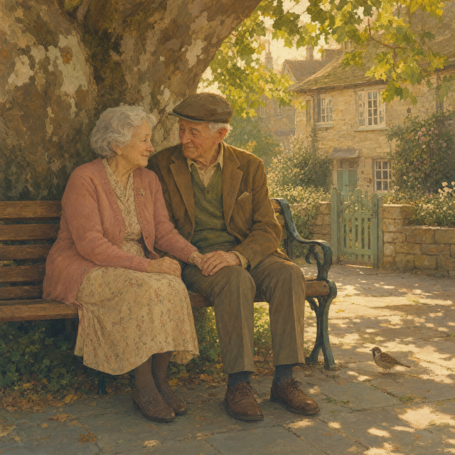 Two septuagenarians on a bench